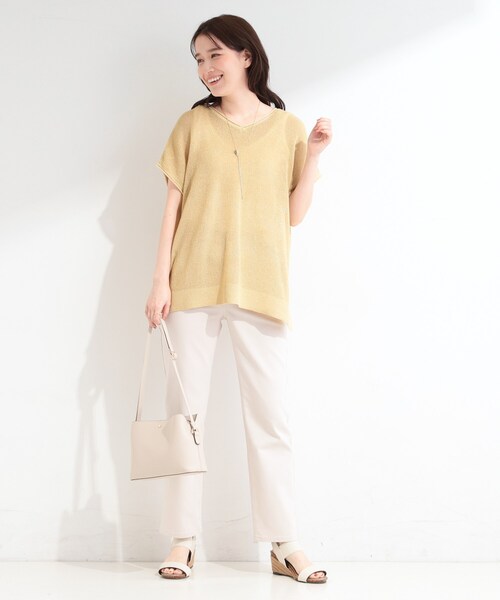SHOO・LA・RUE(シューラルー)の「【2点セット/前後2WAY/洗濯機可/S-LL】体型カバーも叶う ラメ畦ニット+タンクトップ(その他トップス・レディース・オフホワイト/ブラウン系その他/ゴールド・01/04/03/02)」の21枚目の写真