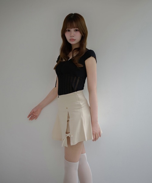 M DOLLY(エムドリー)の「Lace melody ribbon knit tops / レースメロディリボンニットトップス(ニット/セーター・レディース・ホワイト/ピンク/ブルー/ラベンダー・FREE)」の12枚目の写真