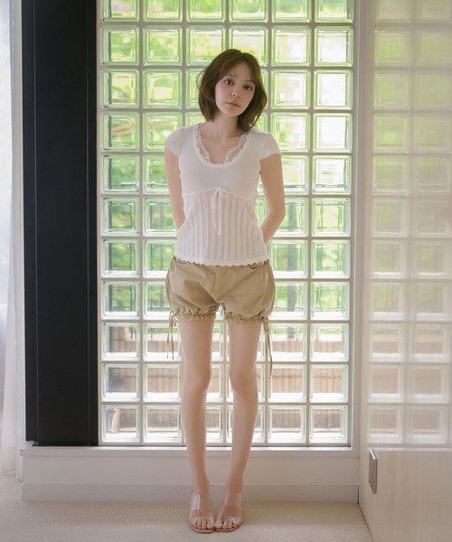 M DOLLY(エムドリー)の「Lace melody ribbon knit tops / レースメロディリボンニットトップス(ニット/セーター・レディース・ホワイト/ピンク/ブルー/ラベンダー・FREE)」の9枚目の写真