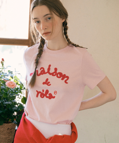 ROLAROLA(ロラロラ)の「MAISON DE ROLA EMBROIDERY T-SHIRT PINK(Tシャツ/カットソー・レディース・ピンク・MEDIUM/SMALL/X-SMALL)」の2枚目の写真