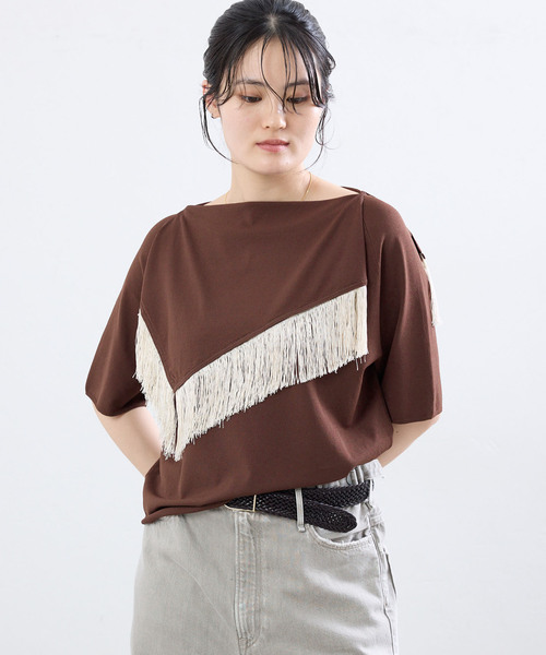 IENA(イエナ)の「アシンメトリーフリンジニット(ニット/セーター・レディース・ブラック/ブラウン・FREE)」の17枚目の写真