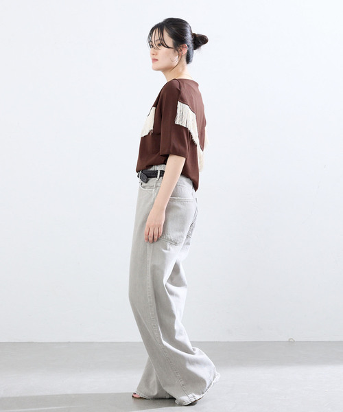IENA(イエナ)の「アシンメトリーフリンジニット(ニット/セーター・レディース・ブラック/ブラウン・FREE)」の21枚目の写真