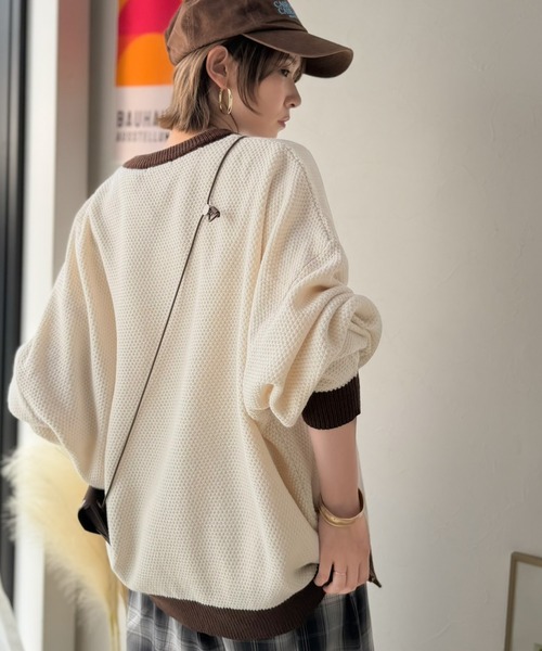 Java(ジャバ)の「《JaVaジャバコラボ》ざっくり×配色が旬顔。配色スキッパーオーバーサイズ鹿の子編みニット(長袖)(ニット/セーター・レディース・ベージュ/杢グレー/モカ/アイボリー/チャコール・SMALL/MEDIUM/LARGE/X-LARGE)」の19枚目の写真