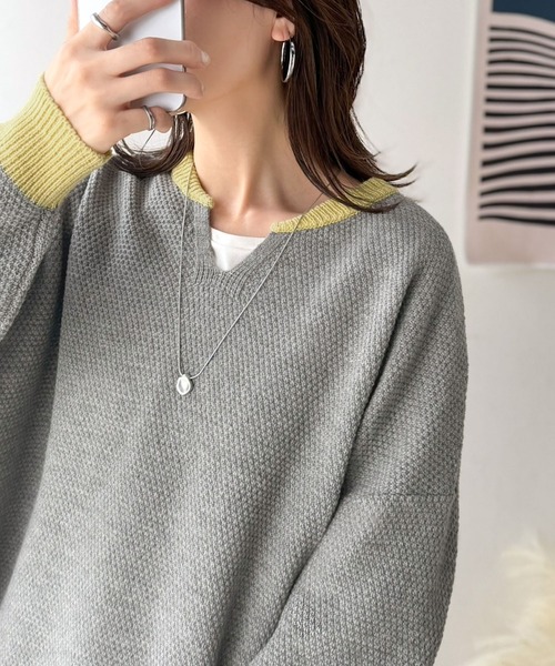 Java(ジャバ)の「《JaVaジャバコラボ》ざっくり×配色が旬顔。配色スキッパーオーバーサイズ鹿の子編みニット(長袖)(ニット/セーター・レディース・ベージュ/杢グレー/モカ/アイボリー/チャコール・SMALL/MEDIUM/LARGE/X-LARGE)」の21枚目の写真