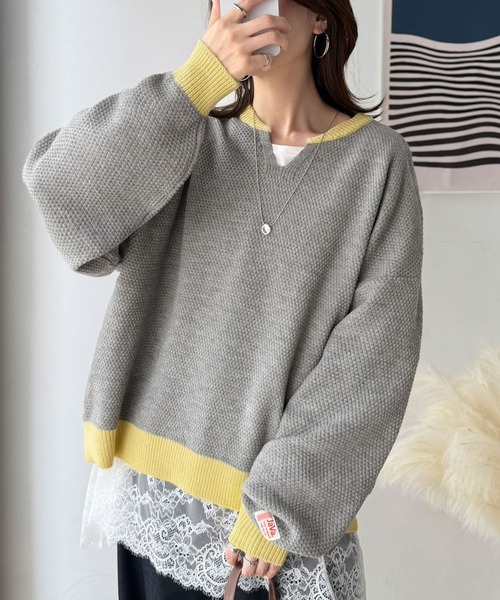 Java(ジャバ)の「《JaVaジャバコラボ》ざっくり×配色が旬顔。配色スキッパーオーバーサイズ鹿の子編みニット(長袖)(ニット/セーター・レディース・ベージュ/杢グレー/モカ/アイボリー/チャコール・SMALL/MEDIUM/LARGE/X-LARGE)」の20枚目の写真