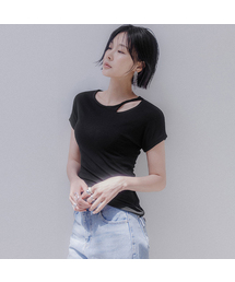 リングツイストキャップスリーブTシャツ(アイボリー)