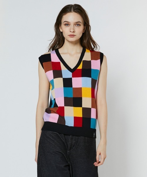 DOUBLE STANDARD CLOTHING(ダブルスタンダードクロージング)の「マルチカラーニットベスト(ベスト・レディース・マルチ・36/38)」の3枚目の写真