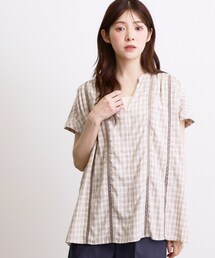 【体系カバー◎】レースデザインスキッパーブラウス