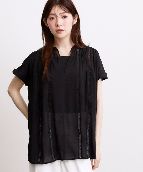 grove（グローブ）の「【体系カバー◎】レースデザインスキッパーブラウス（シャツ/ブラウス・レディース・ベージュ系その他4/ネイビー系1/オフホワイト/ブラック・02/03/04/01/05）」の3枚目の写真