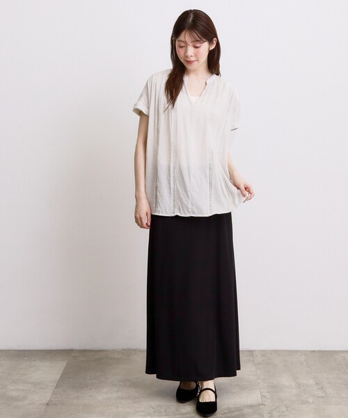 grove（グローブ）の「【体系カバー◎】レースデザインスキッパーブラウス（シャツ/ブラウス・レディース・ベージュ系その他4/ネイビー系1/オフホワイト/ブラック・02/03/04/01/05）」の10枚目の写真