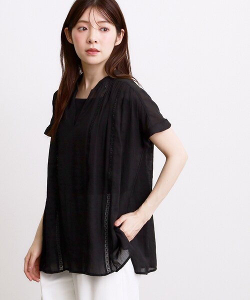 grove（グローブ）の「【体系カバー◎】レースデザインスキッパーブラウス（シャツ/ブラウス・レディース・ベージュ系その他4/ネイビー系1/オフホワイト/ブラック・02/03/04/01/05）」の13枚目の写真