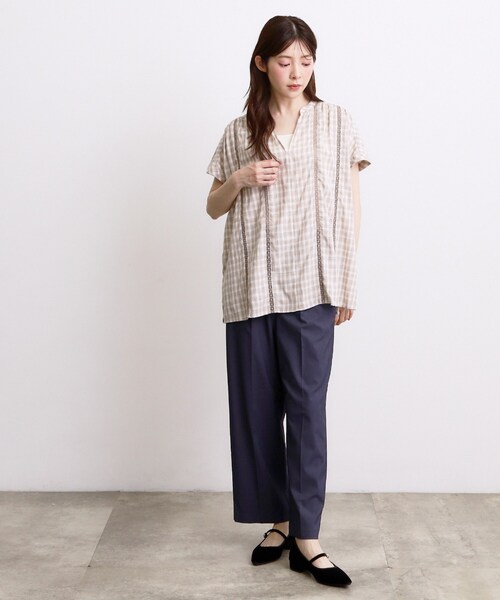 grove（グローブ）の「【体系カバー◎】レースデザインスキッパーブラウス（シャツ/ブラウス・レディース・ベージュ系その他4/ネイビー系1/オフホワイト/ブラック・02/03/04/01/05）」の18枚目の写真