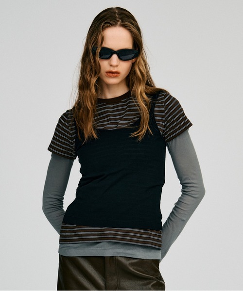 PRANK PROJECT(プランクプロジェクト)の「【2026Autumn Pre-Order】トリプルレイヤードトップス / Triple Layered Top(Tシャツ/カットソー・レディース・ブラック/ネイビー・FREE)」の2枚目の写真