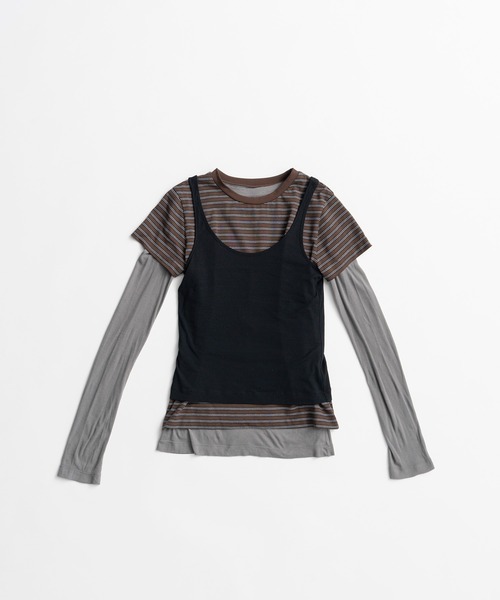 PRANK PROJECT(プランクプロジェクト)の「【2026Autumn Pre-Order】トリプルレイヤードトップス / Triple Layered Top(Tシャツ/カットソー・レディース・ブラック/ネイビー・FREE)」の5枚目の写真