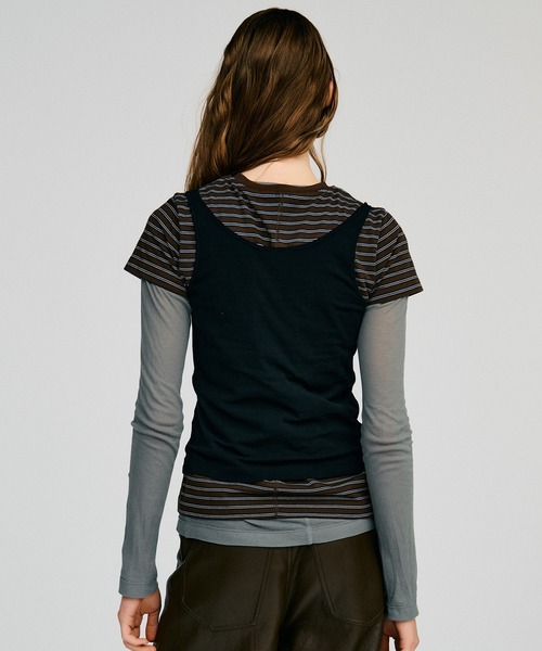 PRANK PROJECT(プランクプロジェクト)の「【2026Autumn Pre-Order】トリプルレイヤードトップス / Triple Layered Top(Tシャツ/カットソー・レディース・ブラック/ネイビー・FREE)」の3枚目の写真