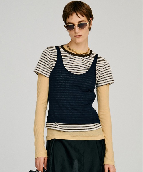 PRANK PROJECT(プランクプロジェクト)の「【2026Autumn Pre-Order】トリプルレイヤードトップス / Triple Layered Top(Tシャツ/カットソー・レディース・ブラック/ネイビー・FREE)」の19枚目の写真