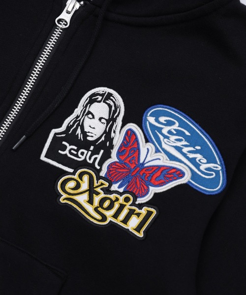 X-girl(エックスガール)の「X-girl PATCHES COMPACT ZIP UP SWEAT HOODIE(パーカー・レディース・アッシュ/ピンク/ブラック・S/M)」の20枚目の写真