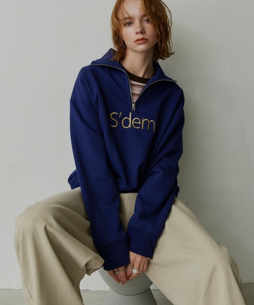 uchi.(ウチ)の「裏毛ロゴ刺繍ハーフジップスウェット(スウェット・レディース・アイボリー/ネイビー/ワインレッド・FREE)」の1枚目の写真