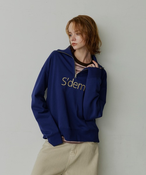 uchi.(ウチ)の「裏毛ロゴ刺繍ハーフジップスウェット(スウェット・レディース・アイボリー/ネイビー/ワインレッド・FREE)」の12枚目の写真