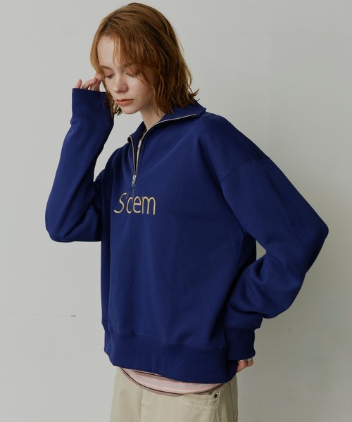 uchi.(ウチ)の「裏毛ロゴ刺繍ハーフジップスウェット(スウェット・レディース・アイボリー/ネイビー/ワインレッド・FREE)」の14枚目の写真