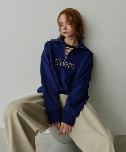 uchi.(ウチ)の「裏毛ロゴ刺繍ハーフジップスウェット(スウェット・レディース・アイボリー/ネイビー/ワインレッド・FREE)」の18枚目の写真