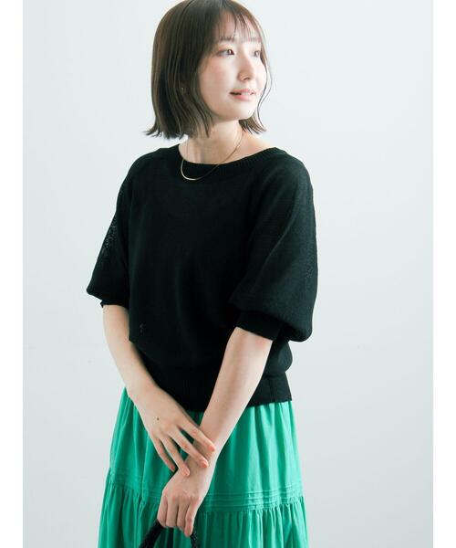 Te chichi(テチチ)の「【2WAY/マシンウォッシャブル】ペーパータッチハーフスリーブニット(ニット/セーター・レディース・ブラック/ベージュ/ブラウン/イエロー・F)」の11枚目の写真