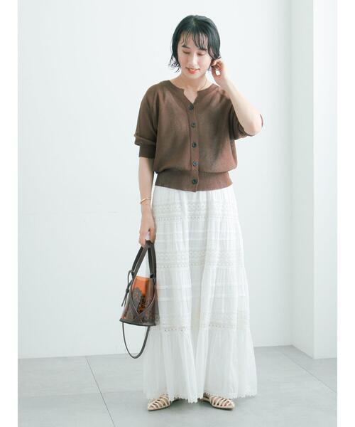 Te chichi(テチチ)の「【2WAY/マシンウォッシャブル】ペーパータッチハーフスリーブニット(ニット/セーター・レディース・ブラック/ベージュ/ブラウン/イエロー・F)」の12枚目の写真