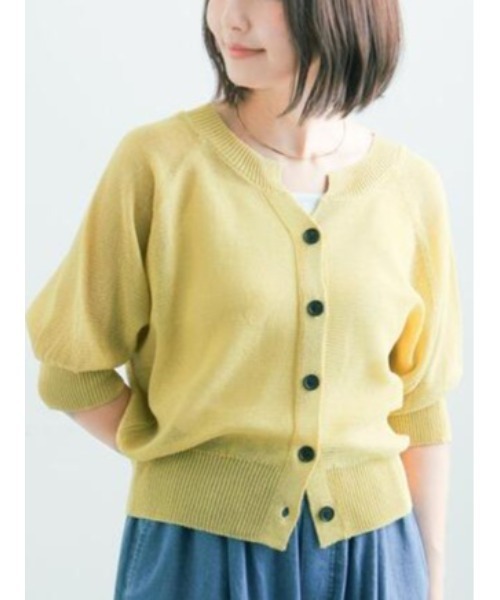 Te chichi(テチチ)の「【2WAY/マシンウォッシャブル】ペーパータッチハーフスリーブニット(ニット/セーター・レディース・ブラック/ベージュ/ブラウン/イエロー・F)」の4枚目の写真