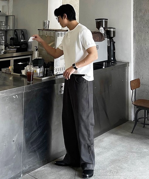 NOWLE(ノウル)の「【NOWLE】スマートリラックス ヘンリーネック 半袖 Tシャツ / 無地 トップス(Tシャツ/カットソー・メンズ・ブラック/ホワイト・MEDIUM/LARGE/X-LARGE)」の3枚目の写真