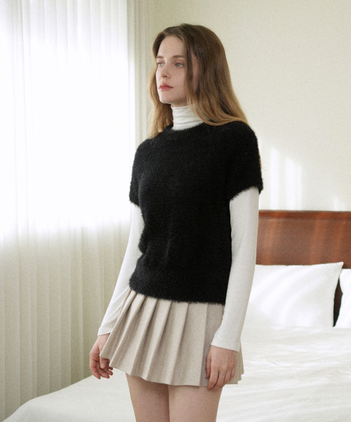VLETI（ブレッティ）の「Round Neck Half Sleeve Knit (Black)（ニット/セーター・レディース・ブラック・FREE）」の2枚目の写真