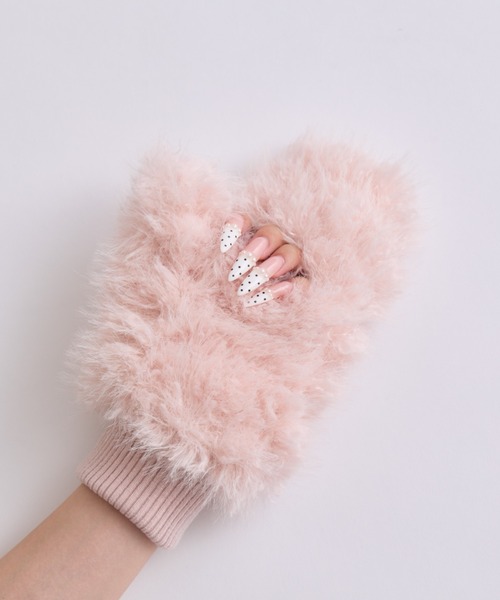 OLIVE des OLIVE(オリーブデオリーブ)の「Fluffy Fur Gloves(手袋・レディース・ブラック/サックスブルー/オフホワイト/ピンク・FREE)」の11枚目の写真