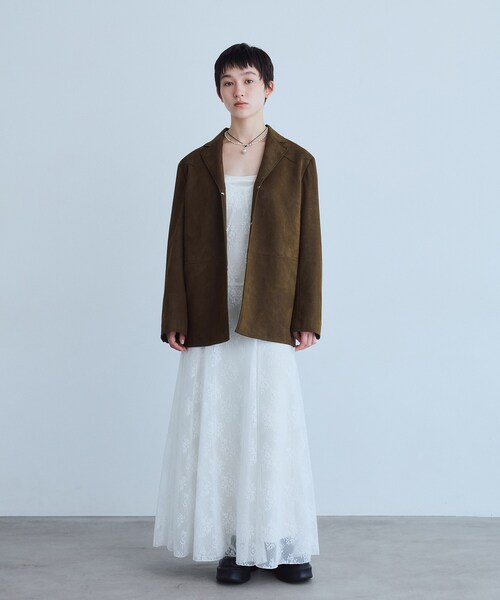 CODE A（コードエー）の「soft suede－like jacket（テーラードジャケット・レディース・ブラウン・00）」の5枚目の写真