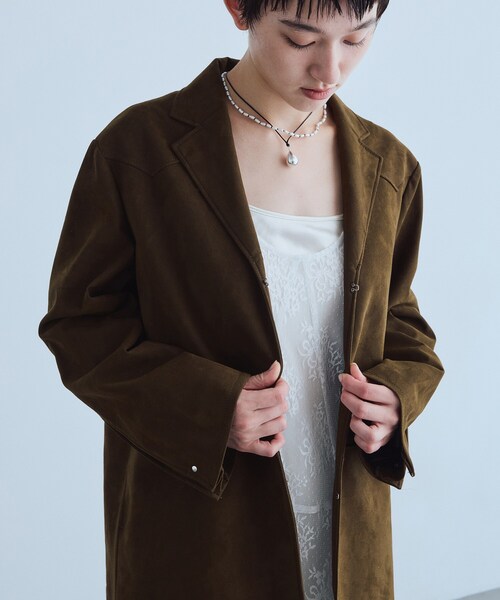 CODE A（コードエー）の「soft suede－like jacket（テーラードジャケット・レディース・ブラウン・00）」の7枚目の写真