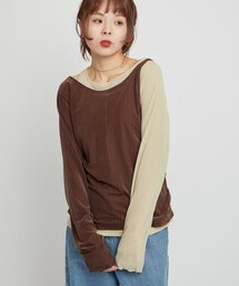 WILLOW（ウィロー）の「【willow】シアーリブベロアレイヤードトップス（Tシャツ/カットソー）」