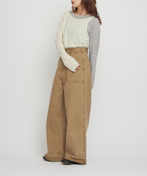 WILLOW(ウィロー)の「【willow】シアーリブベロアレイヤードトップス(Tシャツ/カットソー・レディース・ブラウン/アイボリー・ONE SIZE)」の4枚目の写真