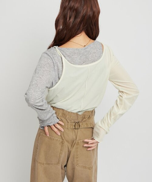 WILLOW(ウィロー)の「【willow】シアーリブベロアレイヤードトップス(Tシャツ/カットソー・レディース・ブラウン/アイボリー・ONE SIZE)」の10枚目の写真