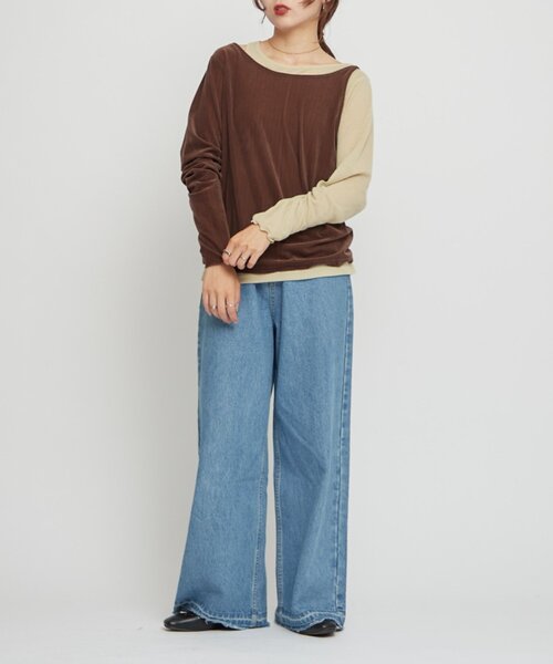 WILLOW(ウィロー)の「【willow】シアーリブベロアレイヤードトップス(Tシャツ/カットソー・レディース・ブラウン/アイボリー・ONE SIZE)」の12枚目の写真