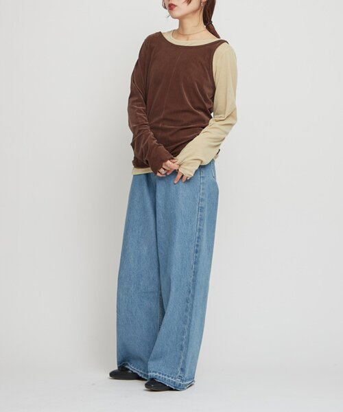 WILLOW(ウィロー)の「【willow】シアーリブベロアレイヤードトップス(Tシャツ/カットソー・レディース・ブラウン/アイボリー・ONE SIZE)」の13枚目の写真