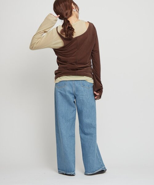 WILLOW(ウィロー)の「【willow】シアーリブベロアレイヤードトップス(Tシャツ/カットソー・レディース・ブラウン/アイボリー・ONE SIZE)」の14枚目の写真