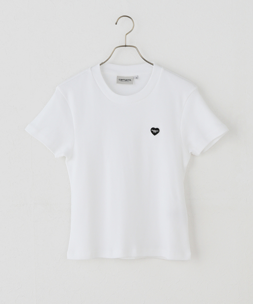 Carhartt WIP(カーハートダブリューアイピー)の「CARHARTT WIP / カーハート ダブリューアイピー W' S/S Small Heart Patch Tee(Tシャツ/カットソー・レディース・ホワイト/ブラック・MEDIUM)」の2枚目の写真