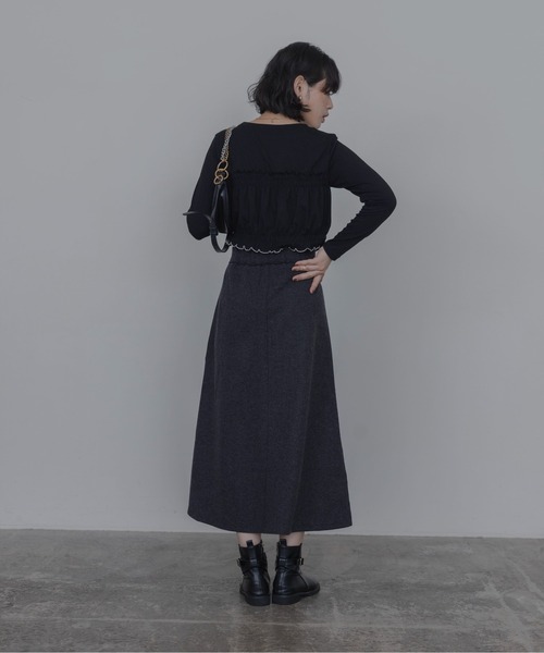 Eimee Law(エイミーロウ)の「フロントシャギーメルトンZIPフレアースカート(スカート・レディース・ライトベージュ/ブラック/チャコールグレー・MEDIUM)」の12枚目の写真