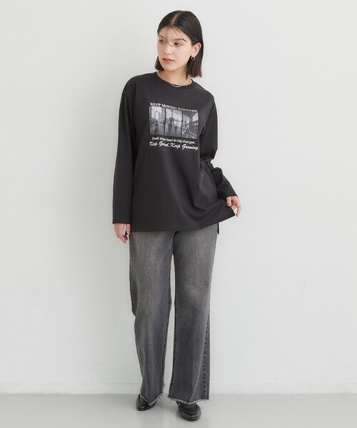 THE SHOP TK （ザ ショップ ティーケー ）の「ロゴ＆フォトアソートロンT（Tシャツ/カットソー・レディース・ブラック系/ホワイト系3/ダークブラウン/オフホワイト・12/13）」の18枚目の写真