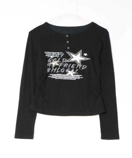 SpRay(スプレイ)の「STARスタッズロングTシャツ(Tシャツ/カットソー・レディース・アイボリー/グレー/オフホワイト/ブラウン/ボルドー/ブラック・FREE)」の15枚目の写真