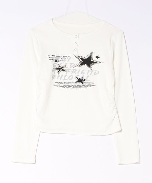 SpRay(スプレイ)の「STARスタッズロングTシャツ(Tシャツ/カットソー・レディース・アイボリー/グレー/オフホワイト/ブラウン/ボルドー/ブラック・FREE)」の21枚目の写真