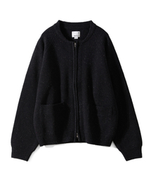 Annette Silk Nep Zip Up Knit Cardigan Black