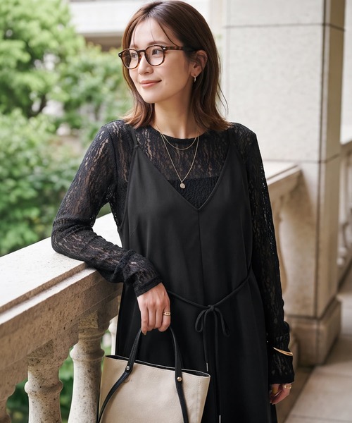 STYLE DELI(スタイルデリ)の「立体ふくらみストレッチレーストップス(Tシャツ/カットソー・レディース・ブラック/オフホワイト/アイボリー・FREE)」の3枚目の写真
