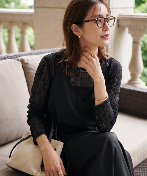 STYLE DELI(スタイルデリ)の「立体ふくらみストレッチレーストップス(Tシャツ/カットソー・レディース・ブラック/オフホワイト/アイボリー・FREE)」の15枚目の写真
