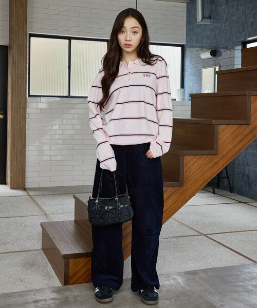 GAP(ギャップ)の「PUBLUX × GAP/ギャップ 別注 マルチボーダー ポロニット 限定展開(ニット/セーター・レディース・ピンク/ナチュラル/グレー・フリ-)」の18枚目の写真