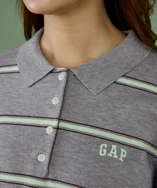 GAP(ギャップ)の「PUBLUX × GAP/ギャップ 別注 マルチボーダー ポロニット 限定展開(ニット/セーター・レディース・ピンク/ナチュラル/グレー・フリ-)」の11枚目の写真