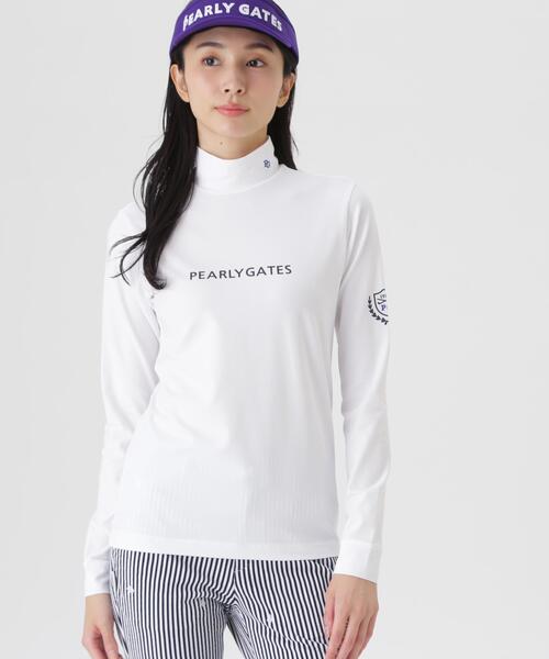 PEARLY GATES(パーリーゲイツ)の「スーピマベア天長袖ハイネックカットソー (WOMENS)(Tシャツ/カットソー・レディース・ホワイト/ネイビー/ピンク/イエロー・LARGE/MEDIUM/SMALL)」の1枚目の写真